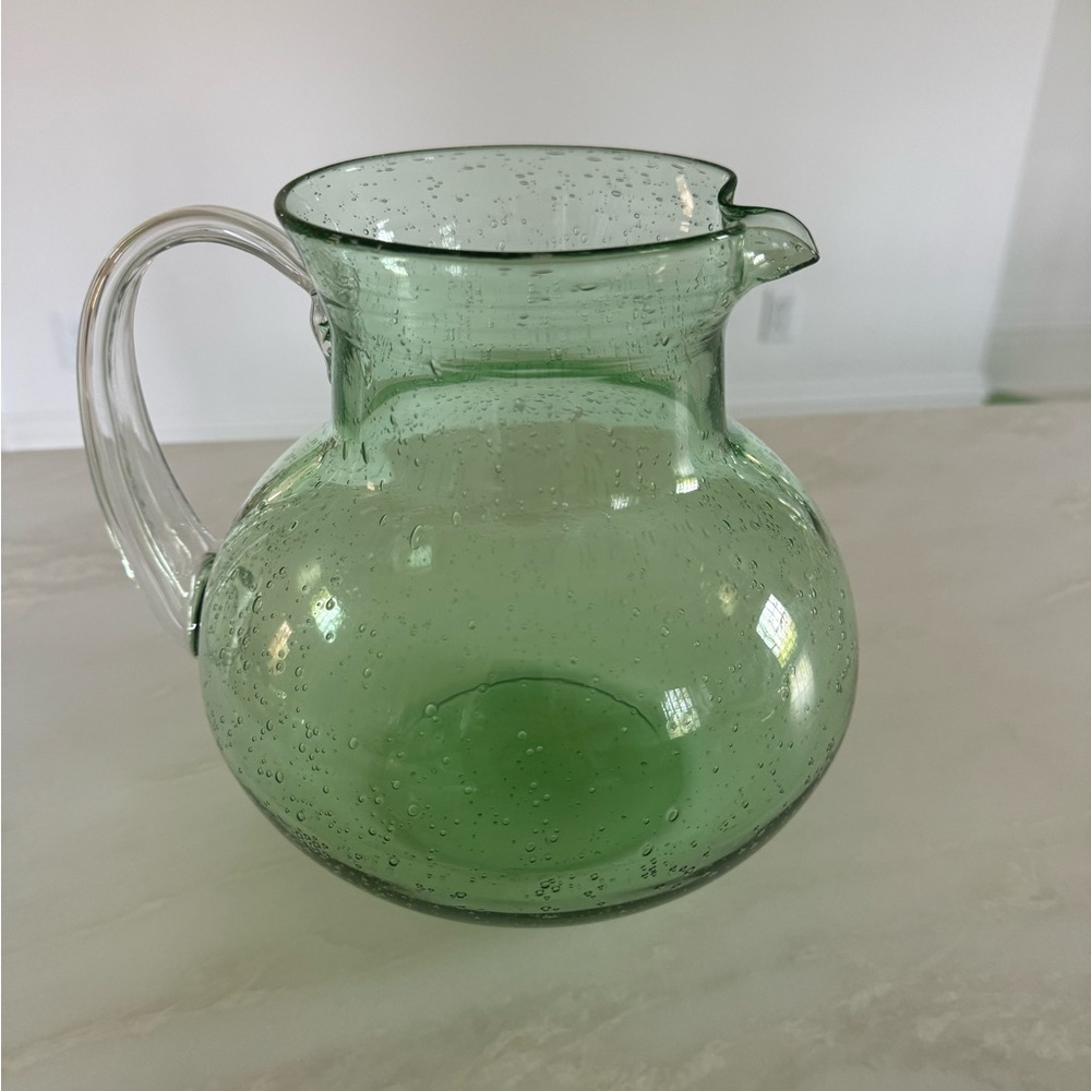 Green Biot Bubble glass pitcher